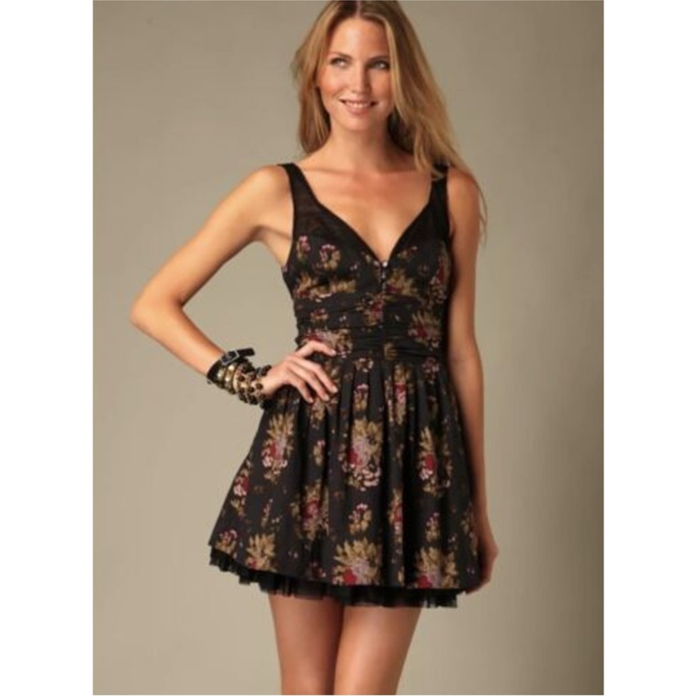 Free People Cabbage Rose Garden Floral Mesh Tulle Petticoat Mini Dress